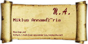 Miklus Annamária névjegykártya